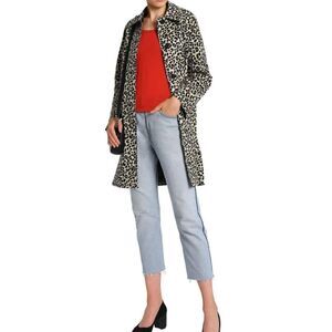 Maje Guillaume Leopard  Print Belted Coat.Size 40